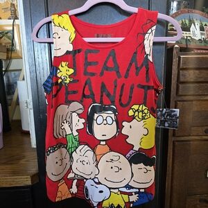 Team Peanuts Red Tank Top. Women Sz: S